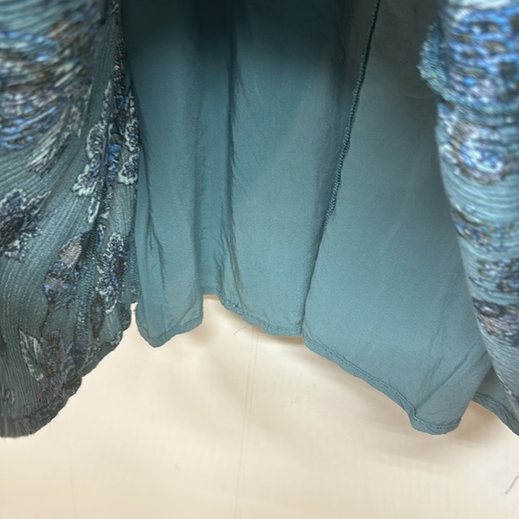 Free People Womens Lucky Loosie Dress Blue Floral Long Sleeve Mini Swing Flowy - Picture 6 of 10